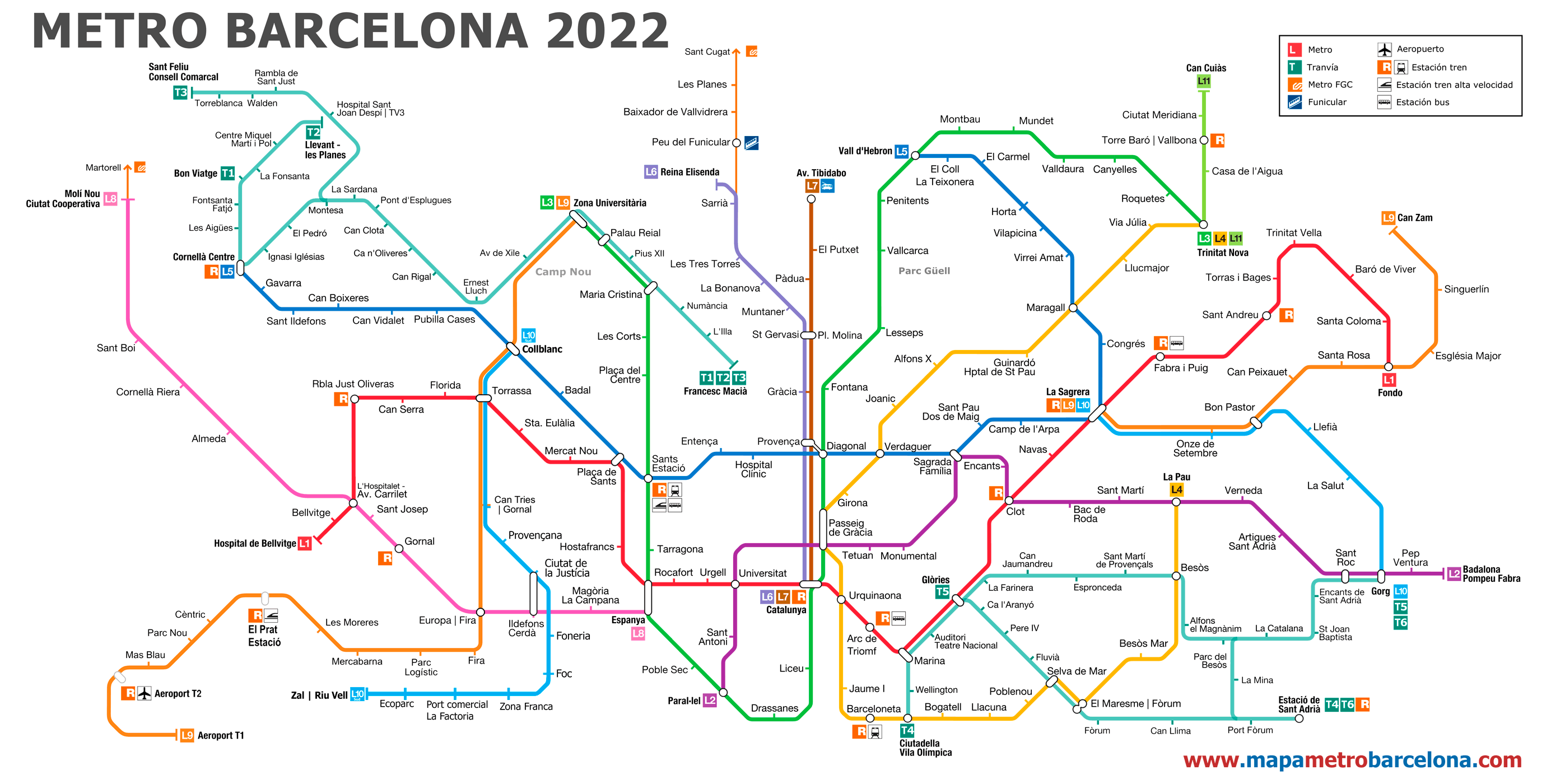 Simple Mapa Metro Barcelona 2022 